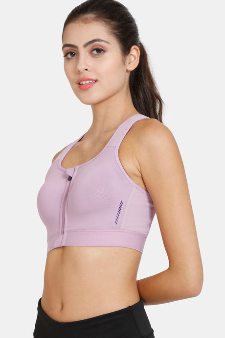 Zelocity High Impact Quick Dry Front Opening Sports Bra - Lavender Herb — image 5